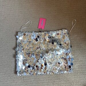 Mini sparkly silver skirt